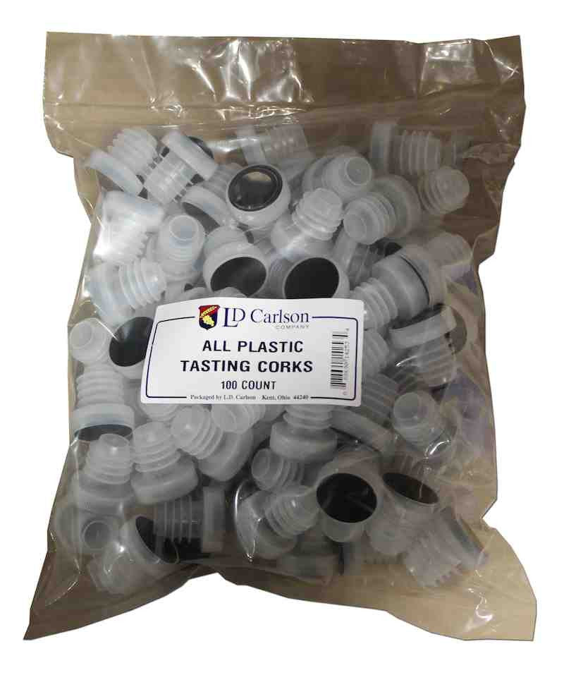 All Plastic Reusable Wine and Beer Tasting Corks Bag of 100