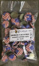 American Flag Oxygen-Barrier Crown Caps, Bag of 144