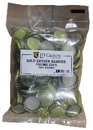 Gold Oxygen-Barrier Crown Caps, Bag of 144