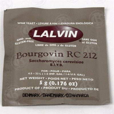Lalvin Dry Wine Yeast: RC 212 5 gram Packet